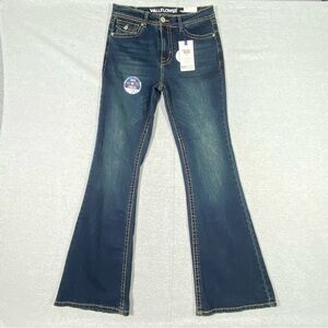 Wallflower Flirty Curvy Hi Rise Flare Jeans Women's 7 Blue Boho 70's Denim NWT